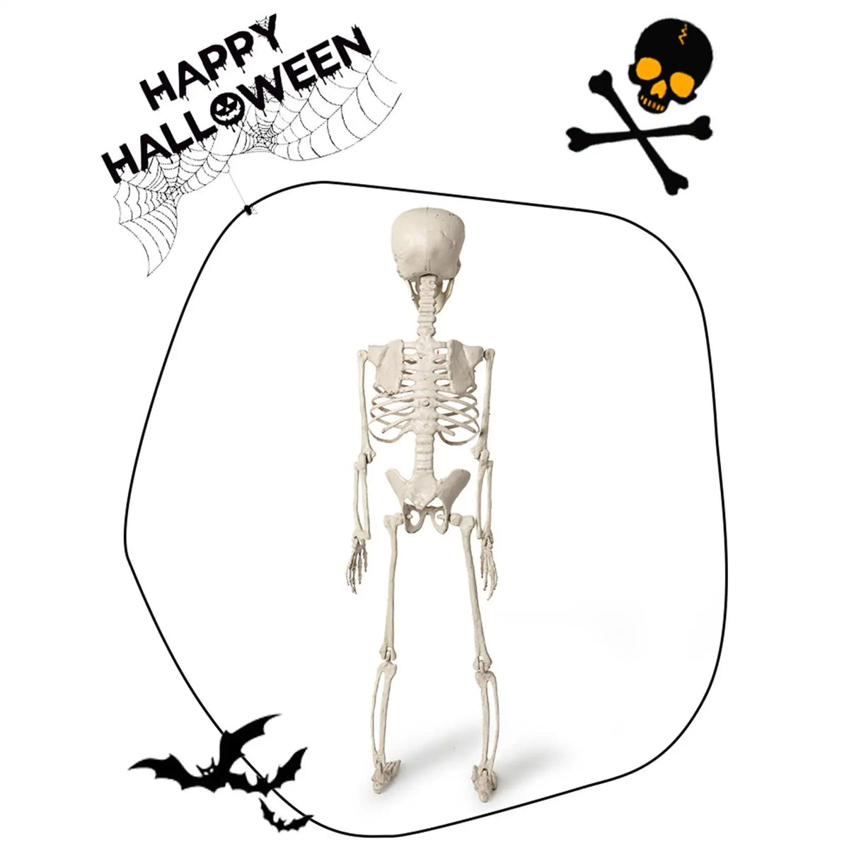 Halloween 2ft Outdoor Skeleton Skull Prop – Resin Bone Decor Halloween Skeleton Prop Qme