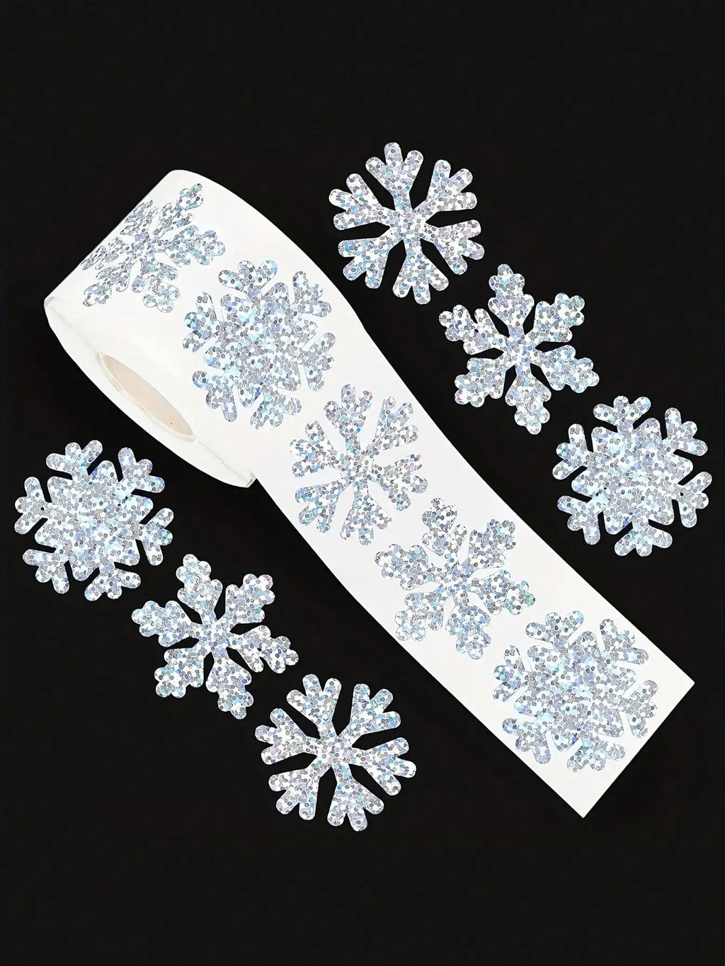 500 Waterproof Laser Snowflake Stickers Roll – Holiday Decor Decorative Sticker Roll Qme 500pcs-1roll 380*261*236mm
