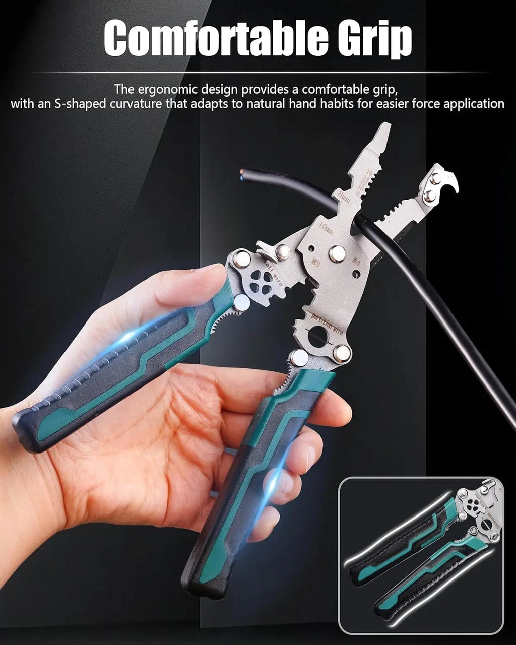 18-in-1 Foldable Wire Stripper Crimper & Cable Cutter Pliers Multi-Tool Pliers Qme