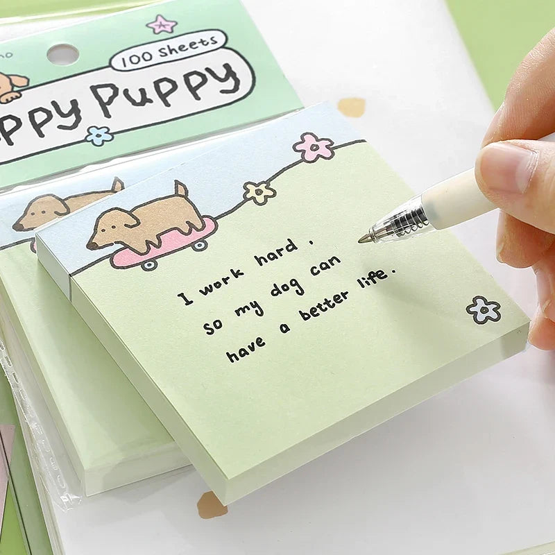 Cute Animal Sticky Notes – 100 Sheets Cartoon Adhesive Memo Pad Cartoon Sticky Notes Qme