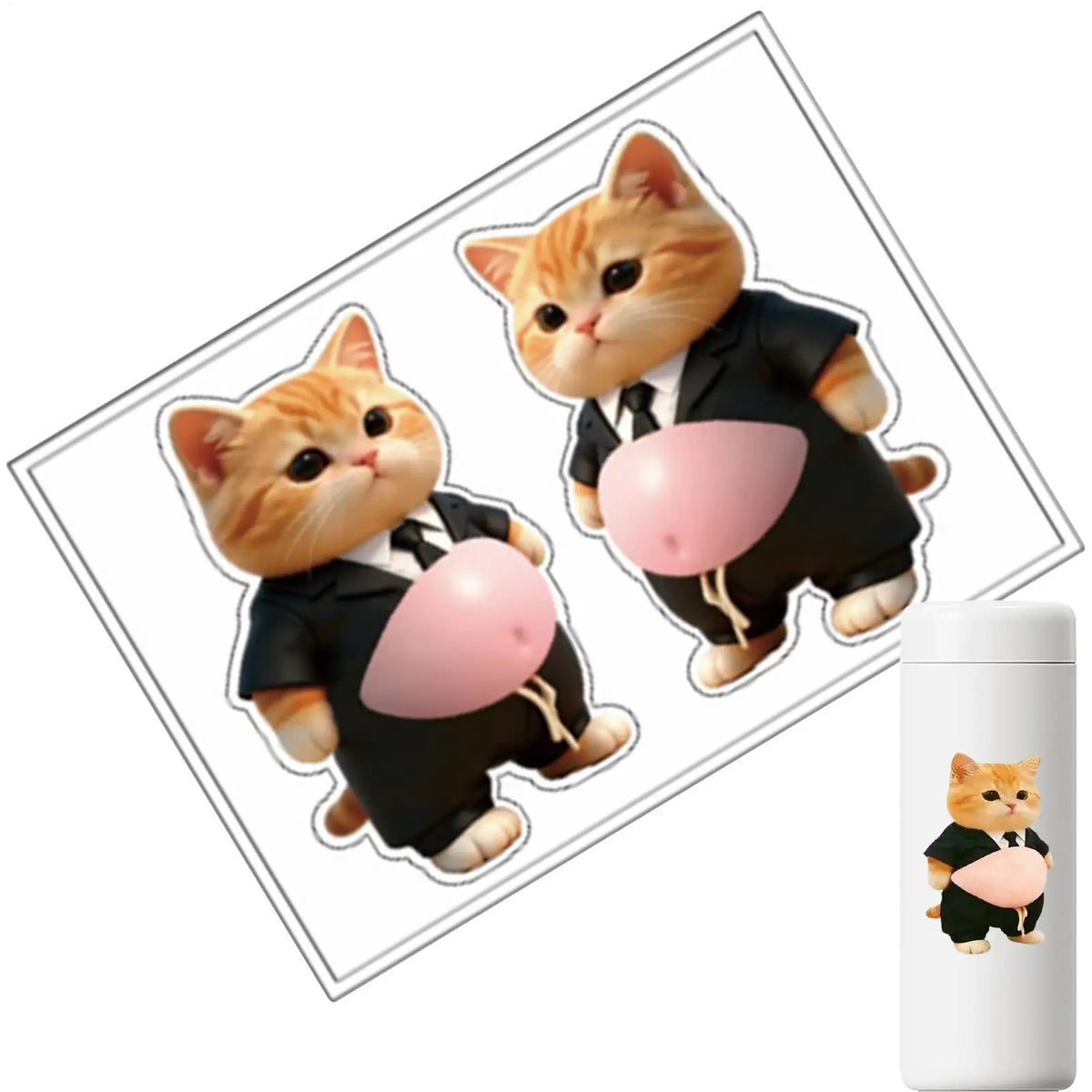 3D Cat Belly Reusable Stickers – Cute Decals for Kids & Laptops Reusable Stickers Qme