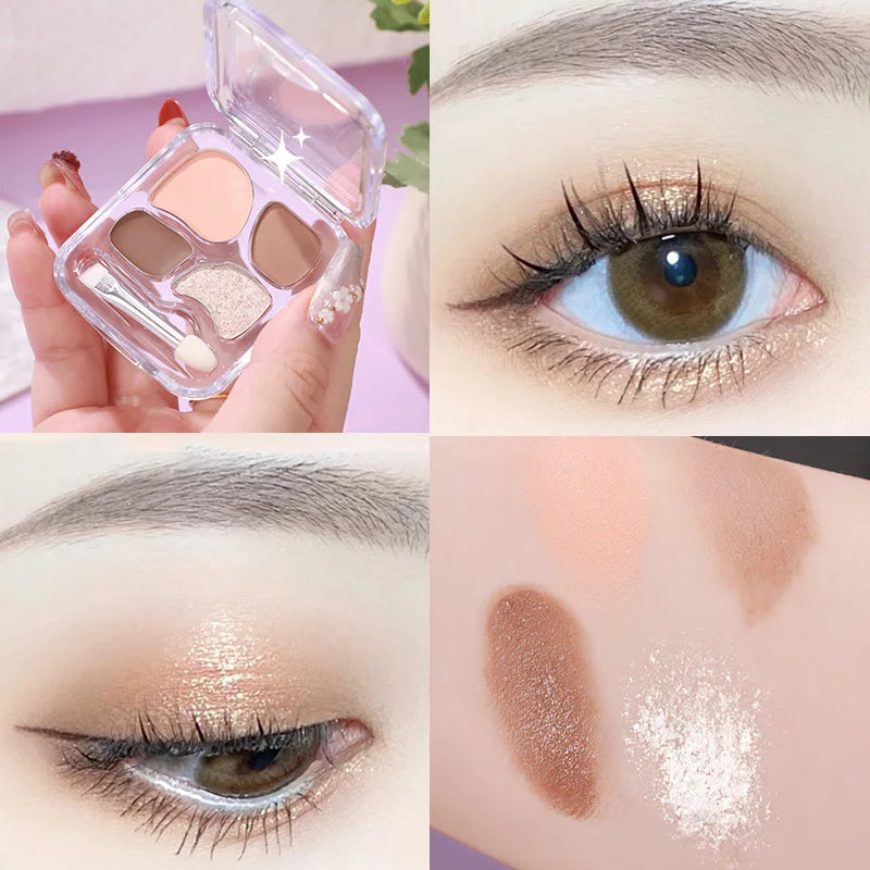 4-Color Glitter Eye Shadow Palette – Waterproof & Long-Lasting Eyeshadow Palette Qme