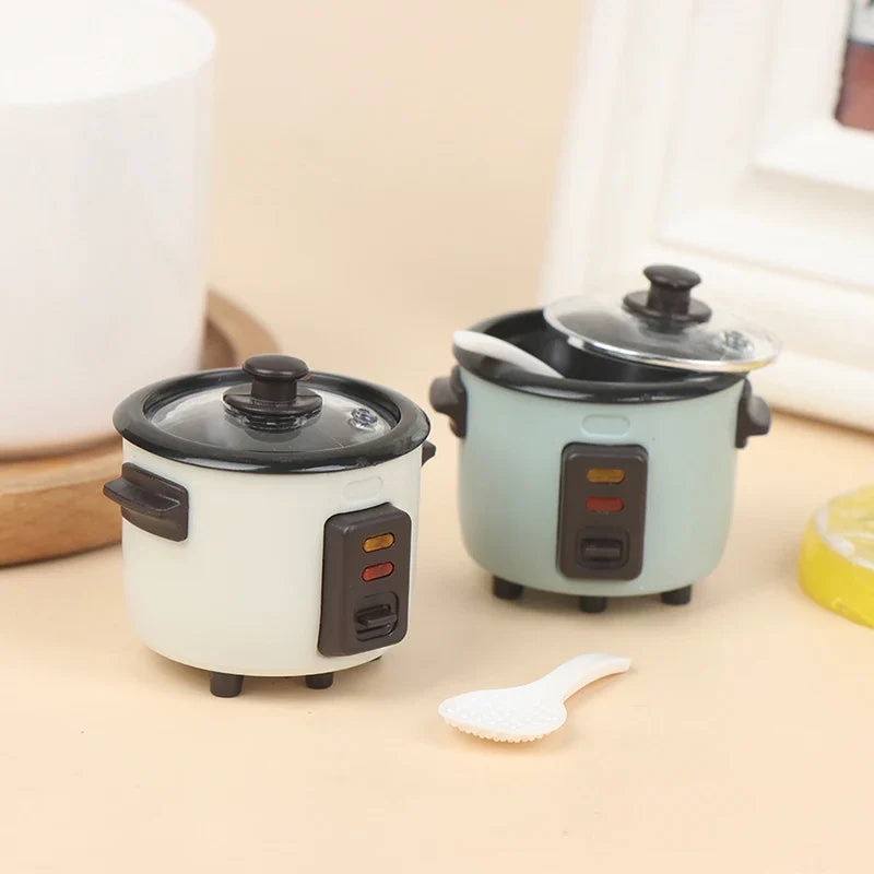 1:12 Miniature Dollhouse Rice Cooker & Spoon Kitchen Model Dollhouse Miniature Qme