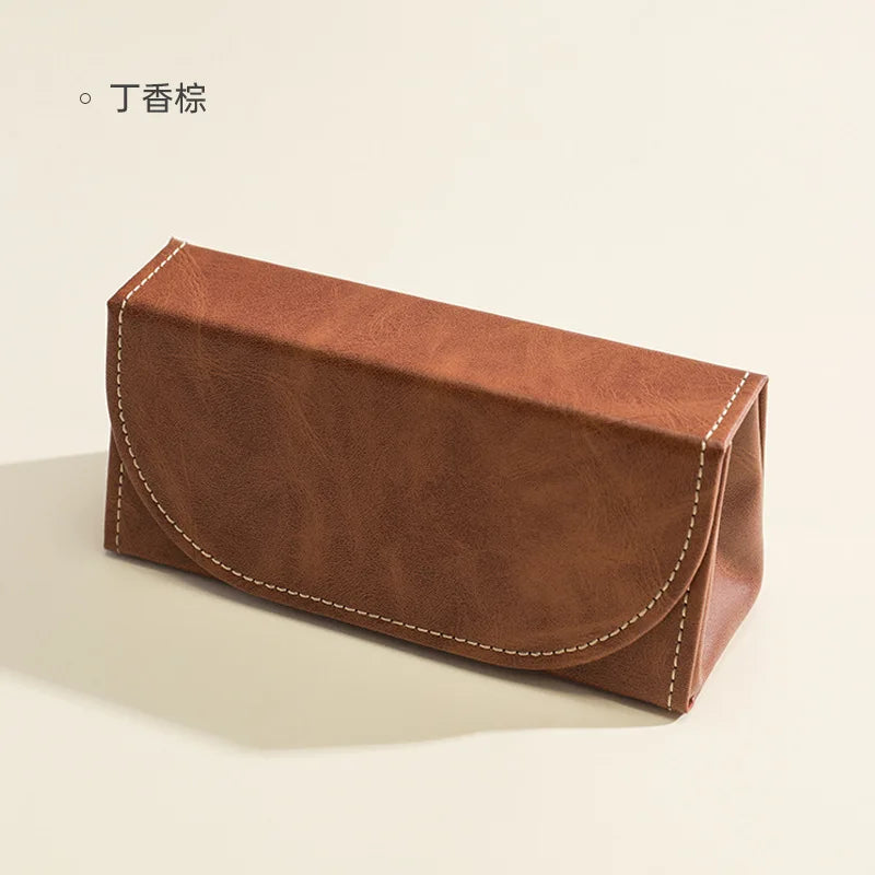 Premium PU Leather Large Capacity Men's Eyeglass Case Eyeglass Case Qme Brown Eyeglass Case