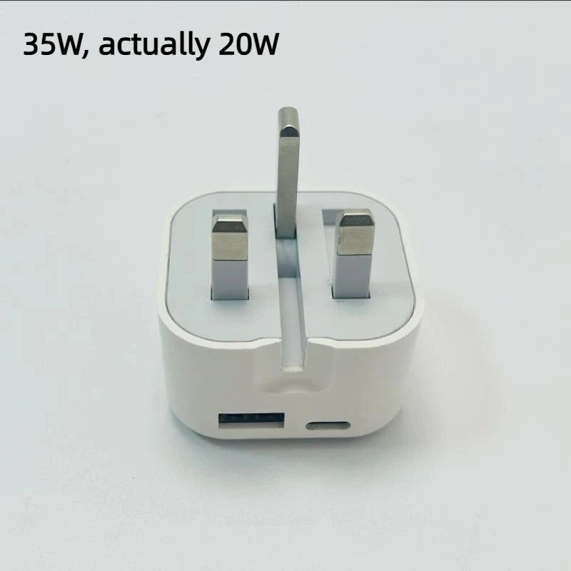 UK GB Plug USB-C Fast Wall Charger 35W PD QC3.0 – White USB-C Wall Charger Qst A1