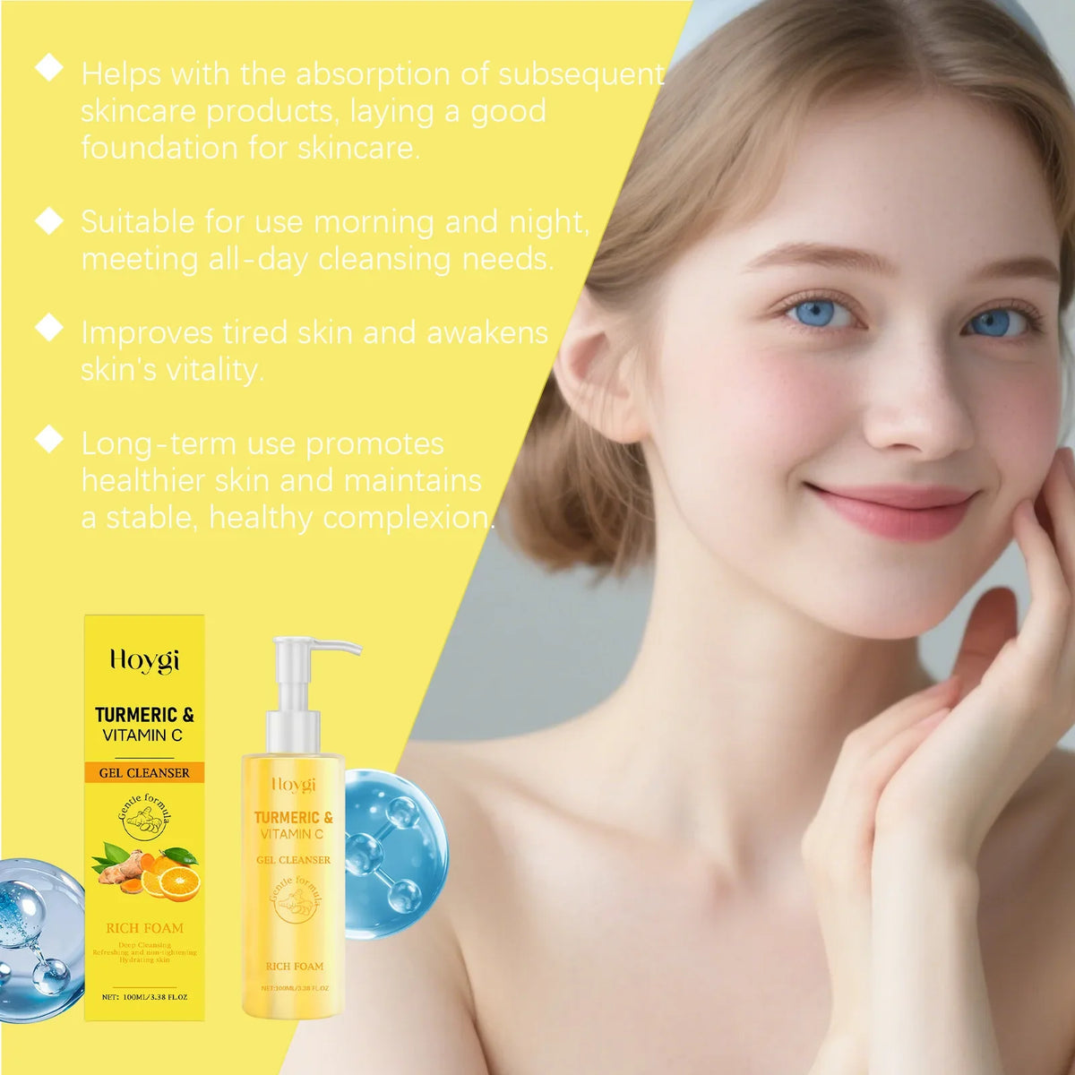 Turmeric Vitamin C Facial Cleanser – Brightening Face Wash Facial Cleanser Qme