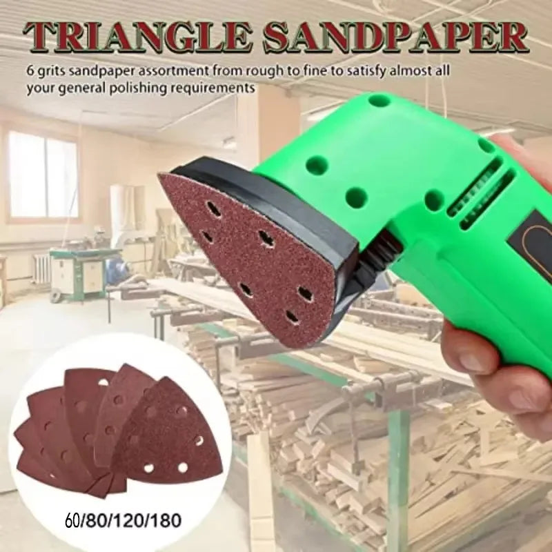 30pc Triangle Sanding Pads Mouse Sander – 6 Holes, 60–320 Grit Sander Sanding Pads Qme