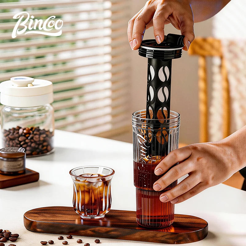 Bincoo Ribbed Glass Cold Brew Tumbler with Filter Cold Brew Tumbler Qst