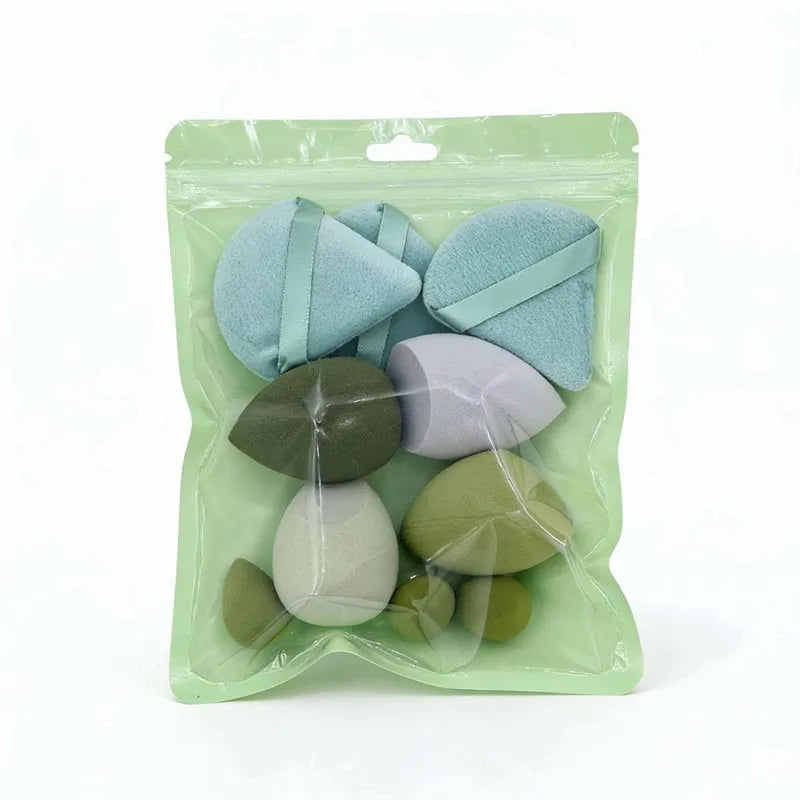10-Pc Velvet Makeup Sponge Blender Set – Beauty Eggs & Puffs Makeup Sponge Set Qme