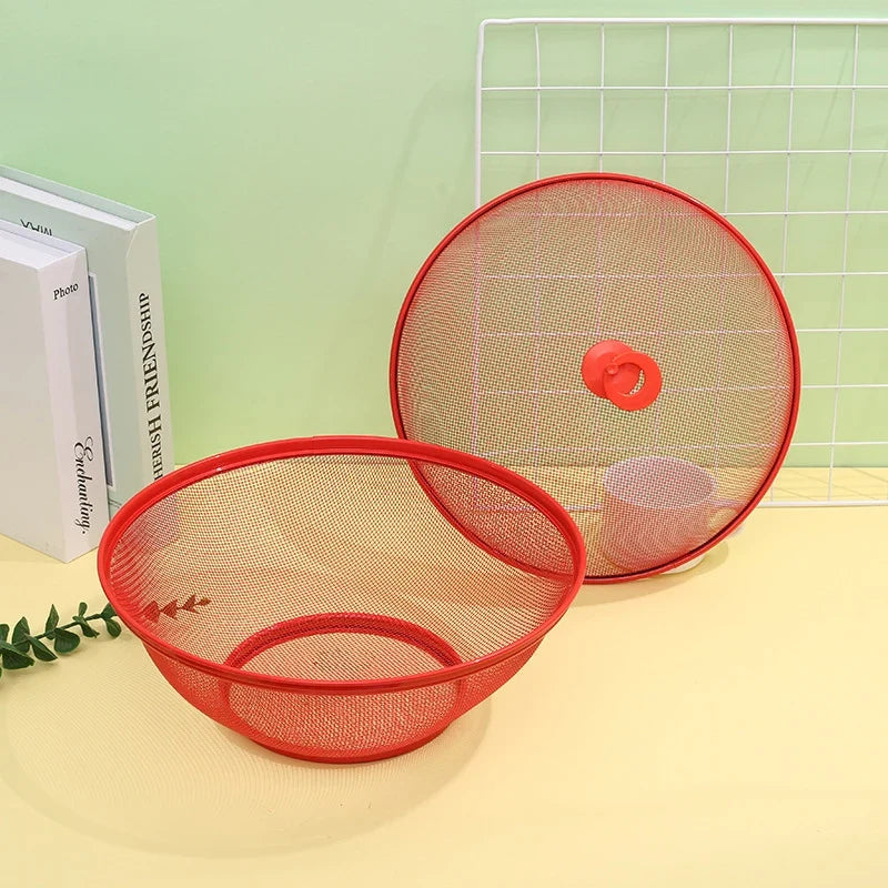 Metal Mesh Fruit Basket with Lid – 25cm Kitchen Storage Mesh Fruit Basket Qme