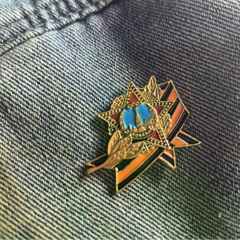 Russian Flag Enamel Lapel Pin – Victory Day Ribbon Badge Enamel Lapel Pin Qme
