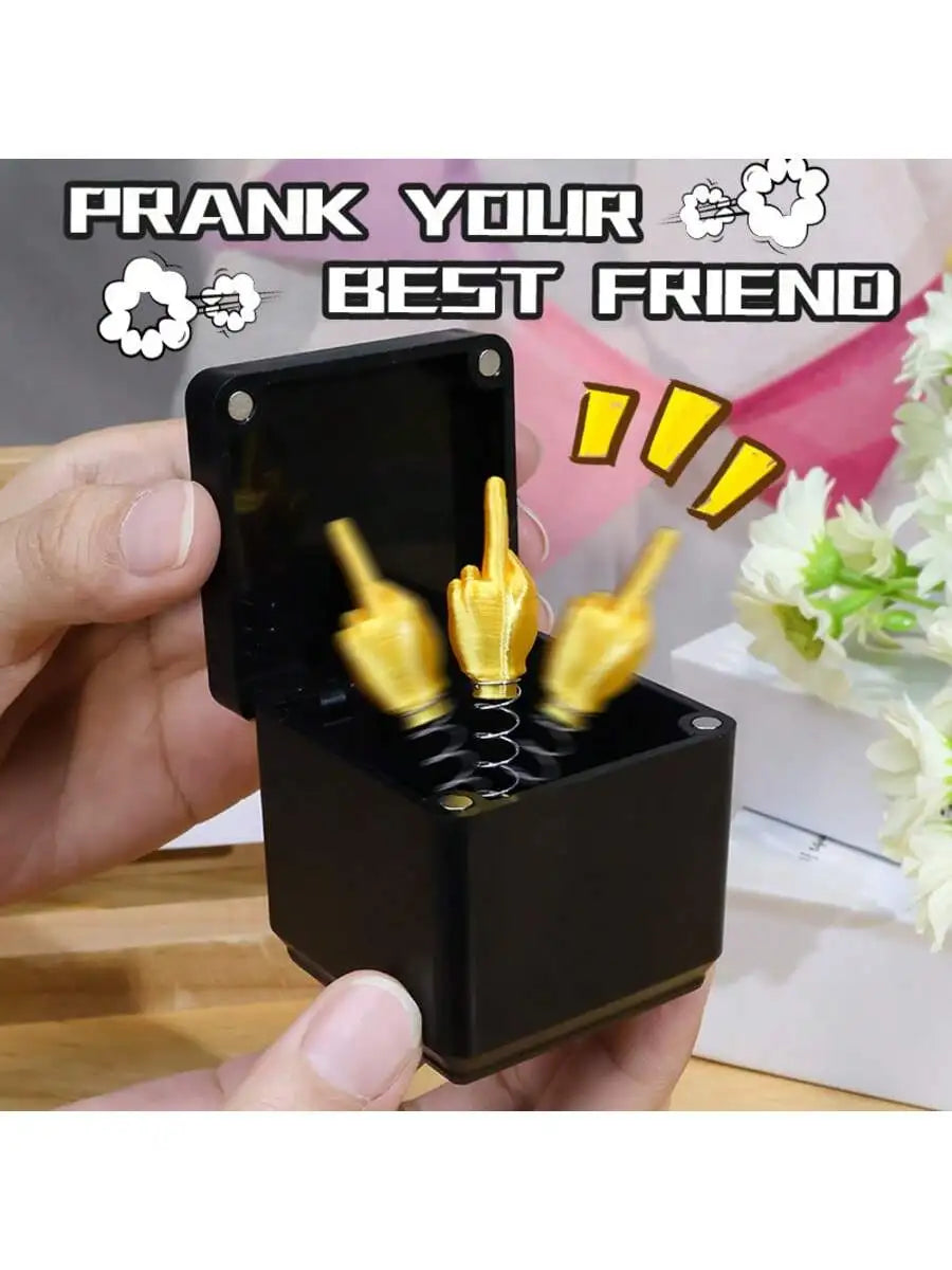 3D Printed Middle Finger Surprise Prank Box – Funny Novelty Gift Novelty Prank Statue Qme