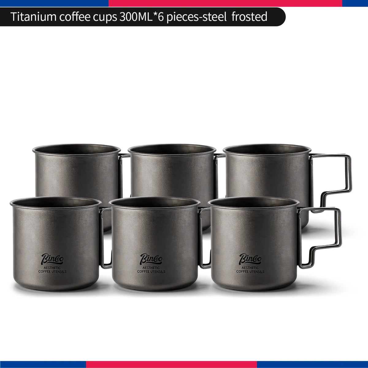 Bincoo Pure Titanium Folding Handle Mug – Camping Coffee Cup Titanium Camping Mug Qst B-6pcs