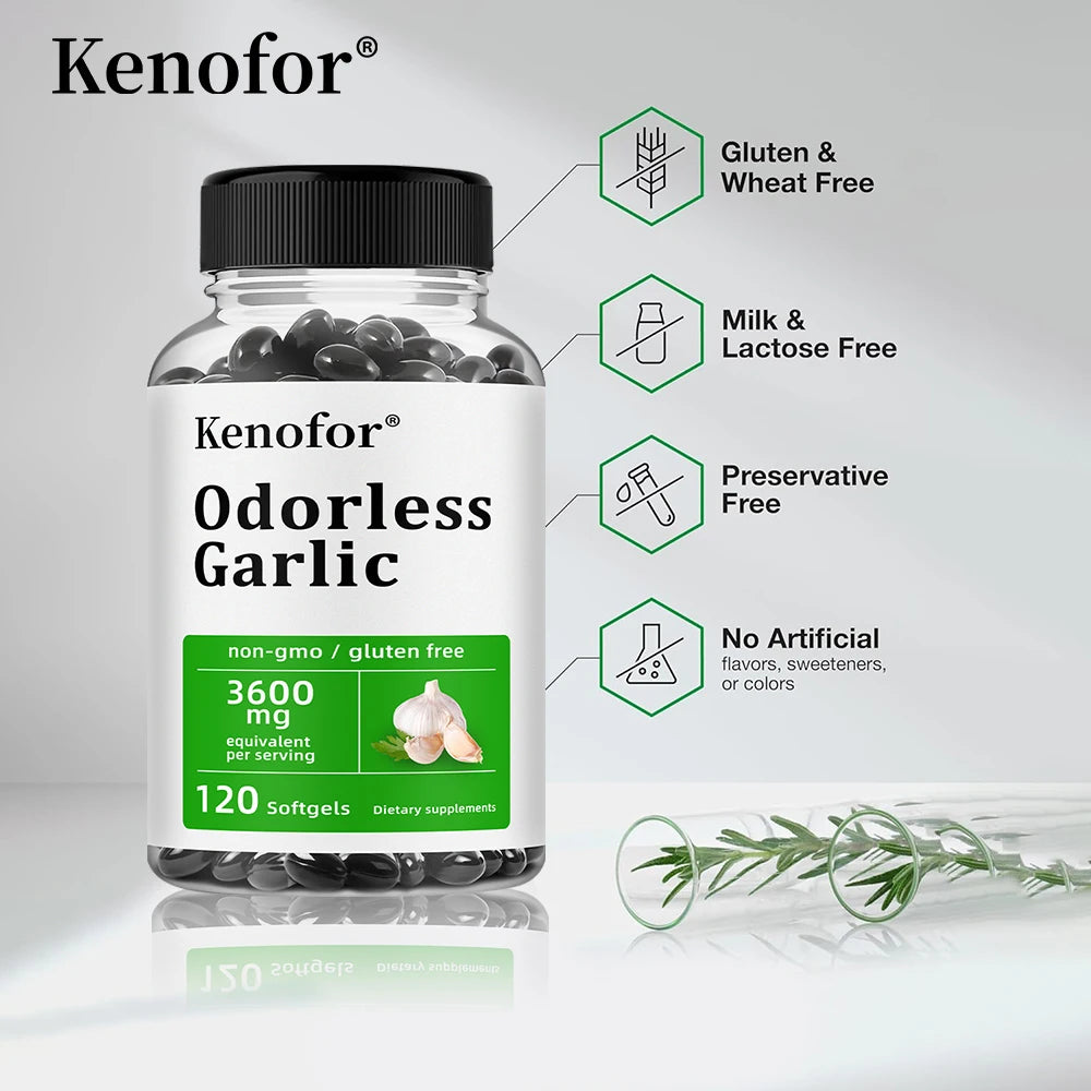 Odorless Garlic Capsules 3600mg – Antioxidant & Immune Support Herbal Supplement Qst