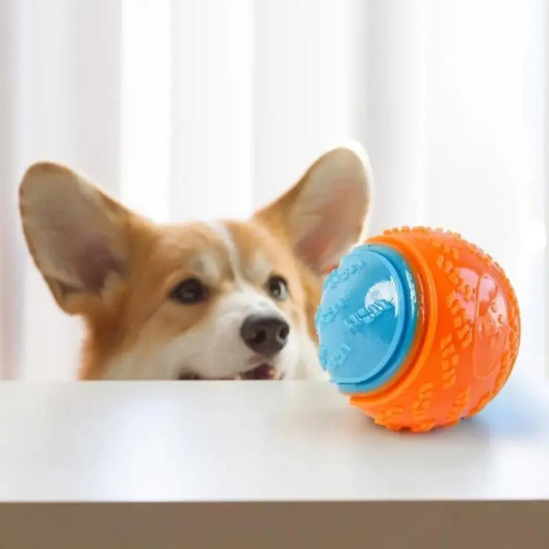 Durable Dog Chew Ball Interactive Pet Toy – Rubber & Fleece Dog Chew Toy Qme