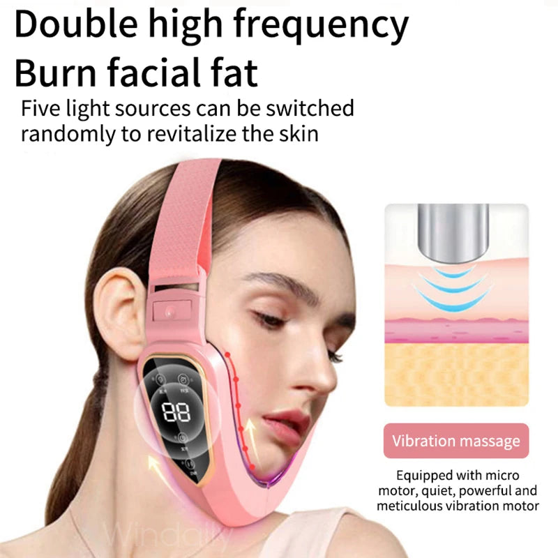 LED Photon Facial Lifting Vibration Massager – V-Face Toning Facial Lifting Device Qst