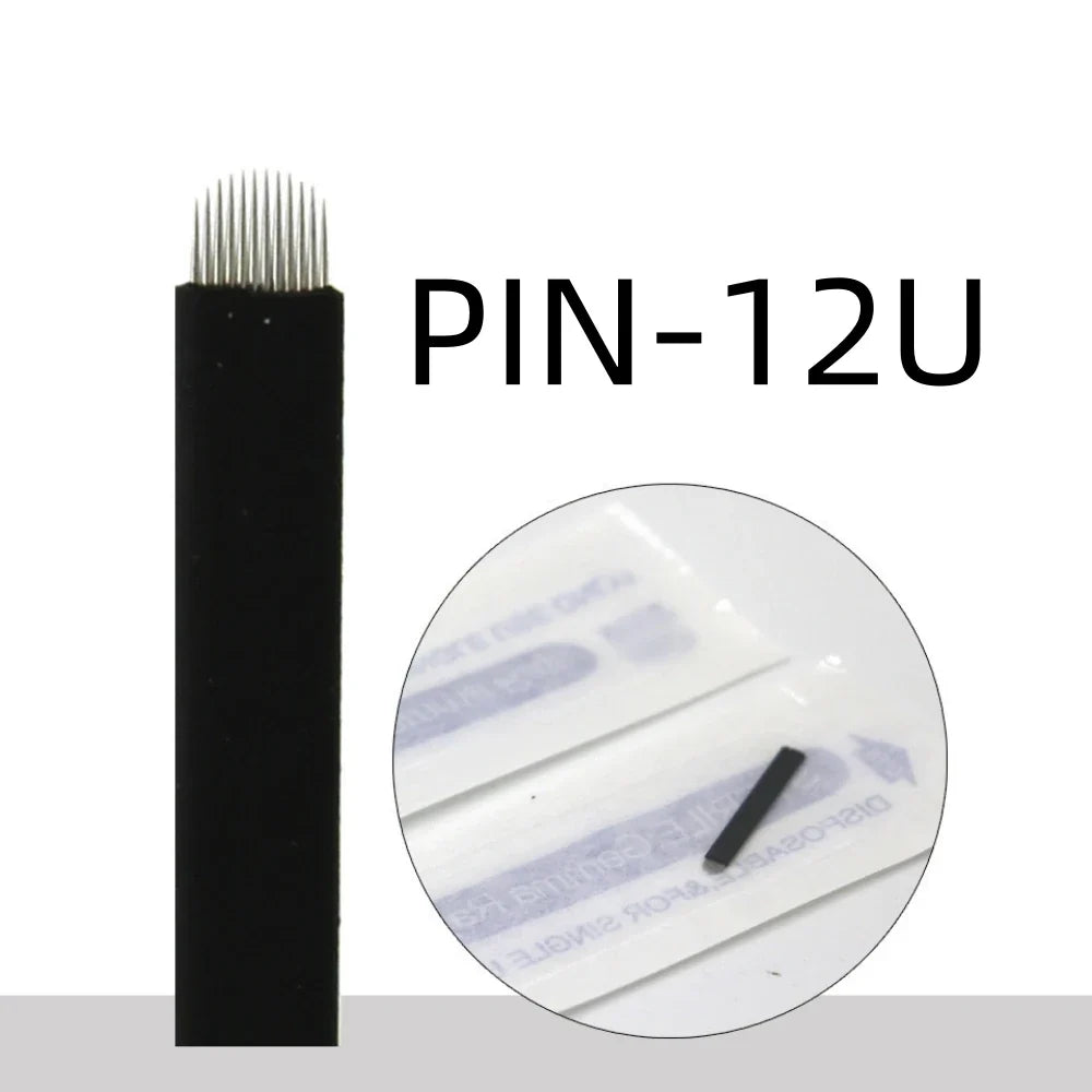 Qme Black Microblading Needles PMU Permanent Makeup Blades Microblading Needles Qme 12U Lot Of 50PCS