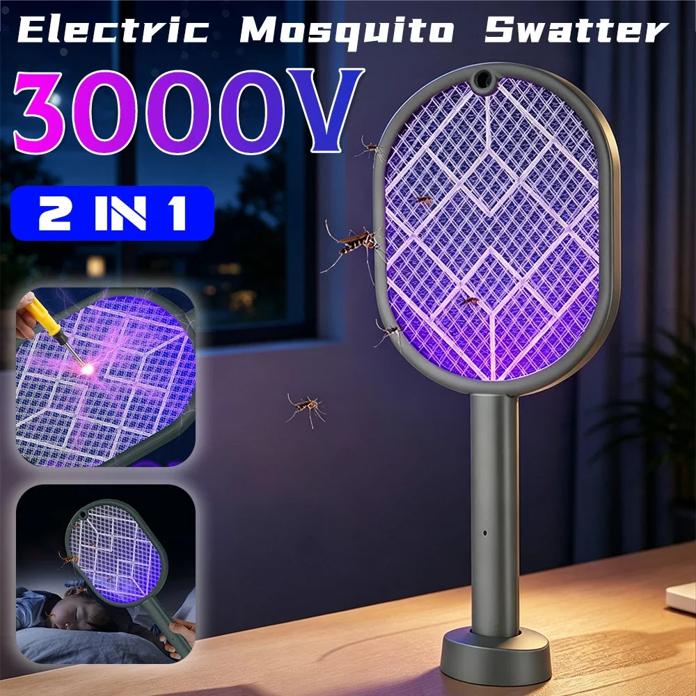 2-in-1 USB Rechargeable Electric Fly Swatter & Insect Killer Electric Fly Swatter Qme