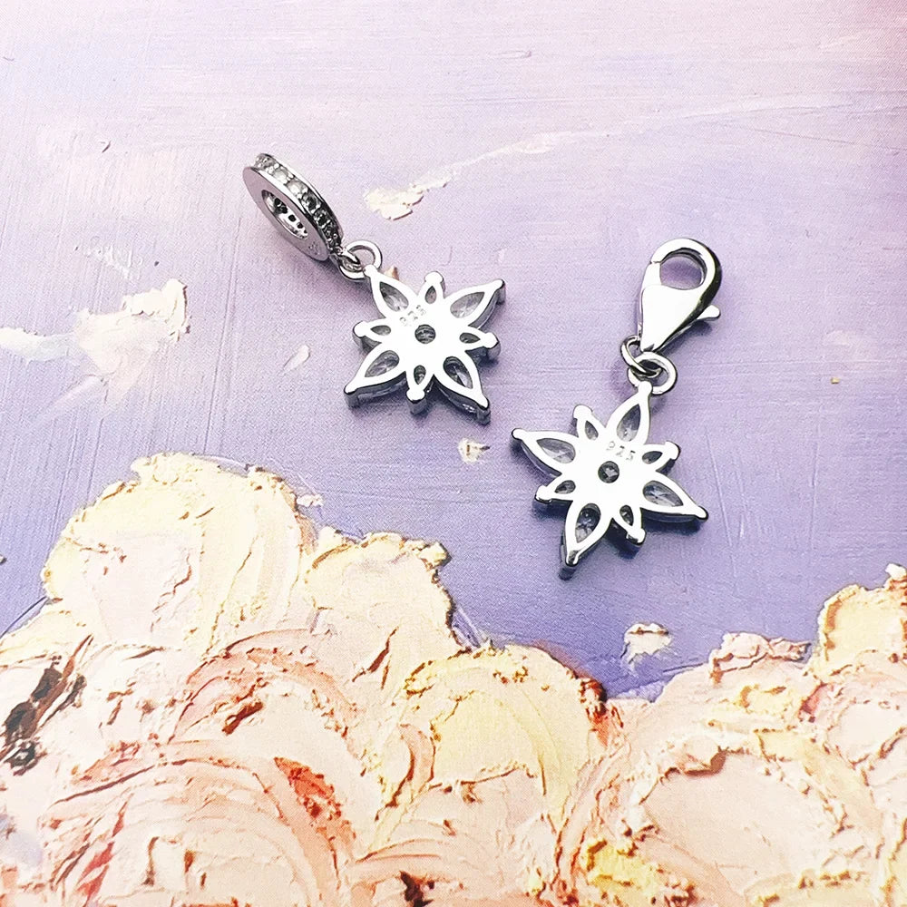 925 Sterling Silver Flower Charm Pendant Necklace for Women Charm Pendant Necklace Qme