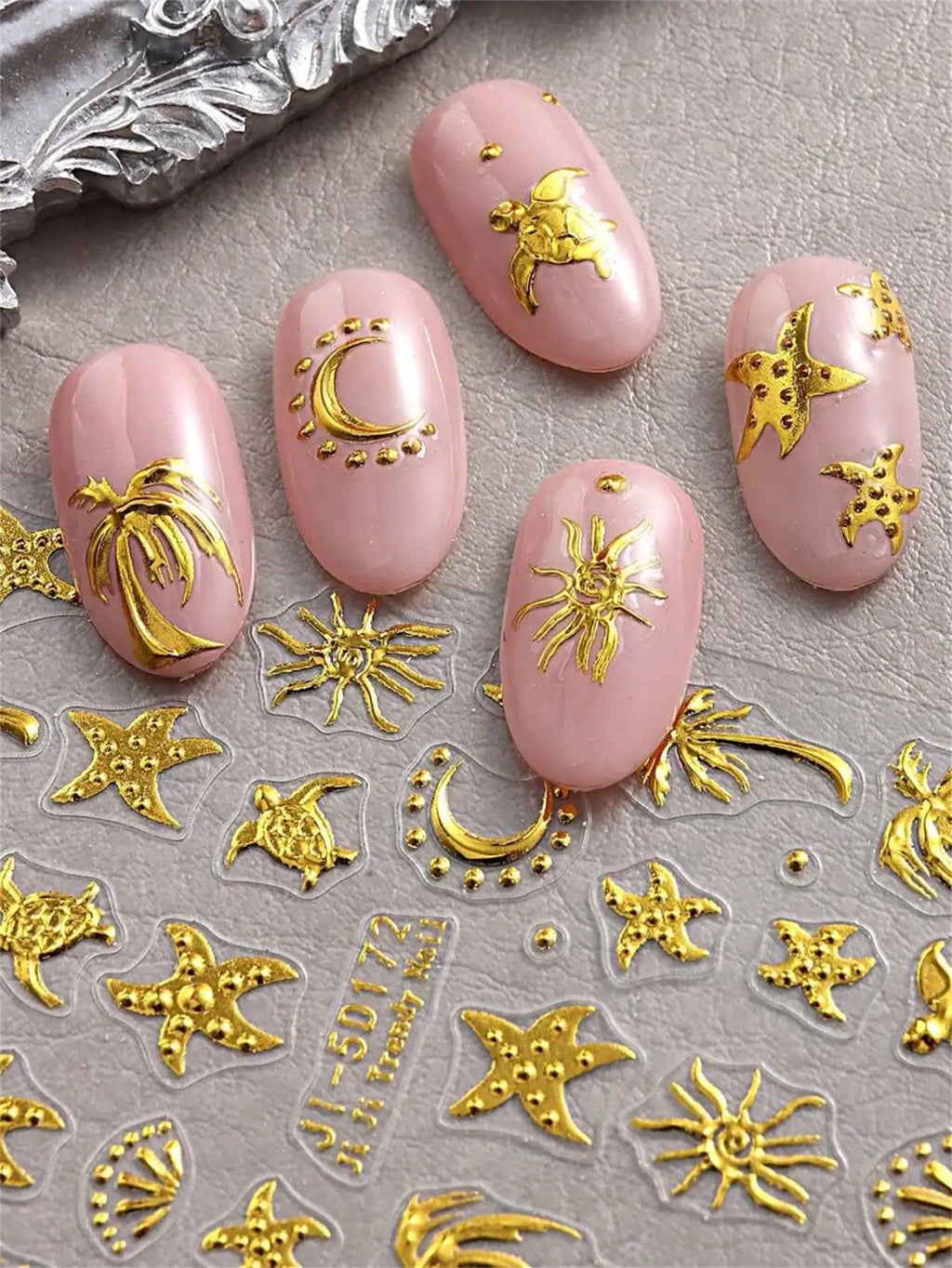 5D Nail Art Stickers – Coconut Tree & Sea Turtle Summer Decals Nail Art Stickers Qme