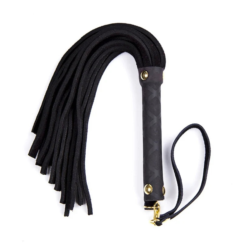 PU Leather Riding Crop & Flogger with Wrist Cuffs – 4 Colors Costume Accessory Qme