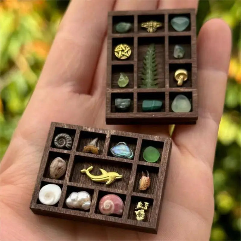 Wooden Jewelry Display Tray – Multi-Compartment Trinket Shelf Jewelry Display Tray Qst