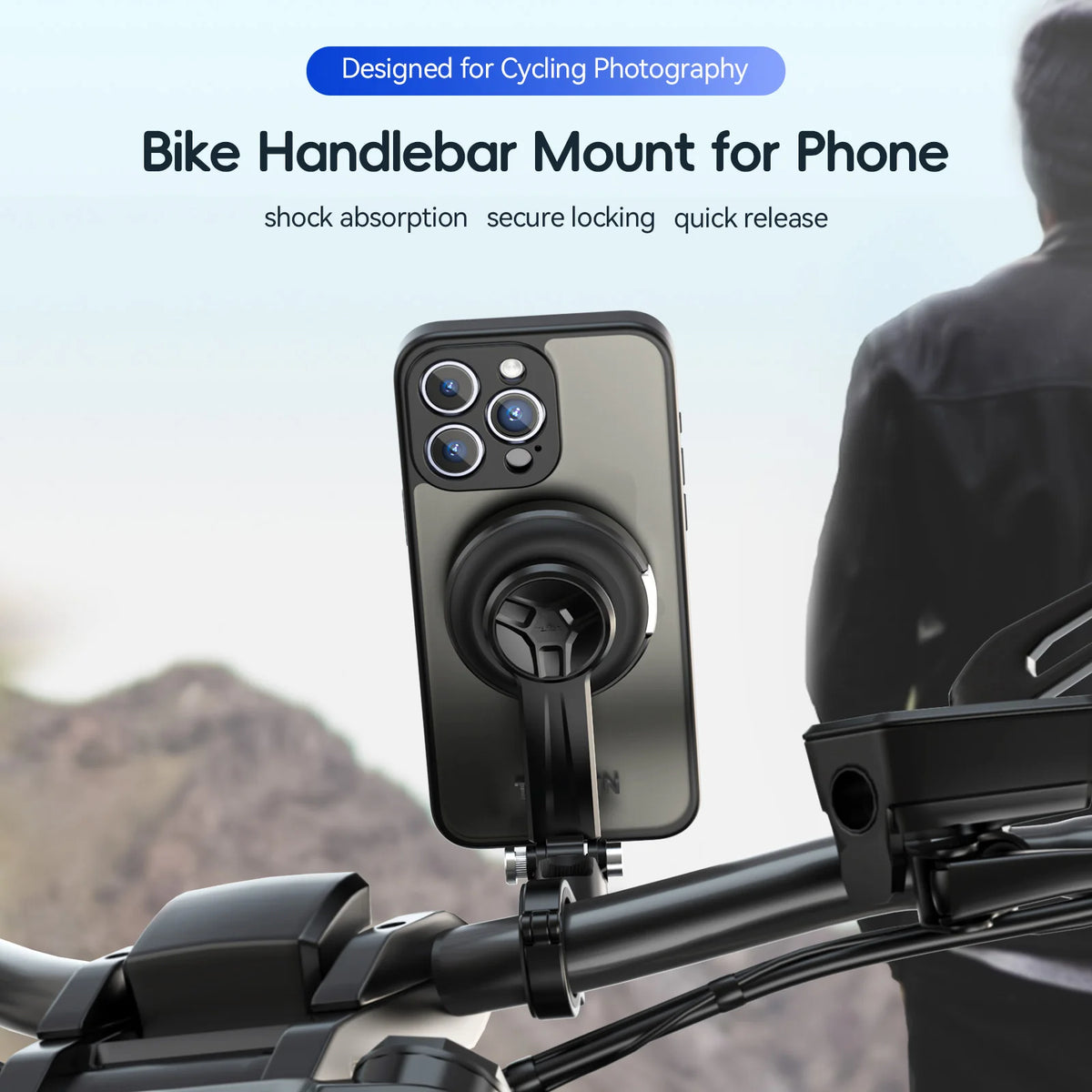 Quick Release Motorcycle Bike Phone Mount with Magnetic Case Handlebar Phone Mount Qst