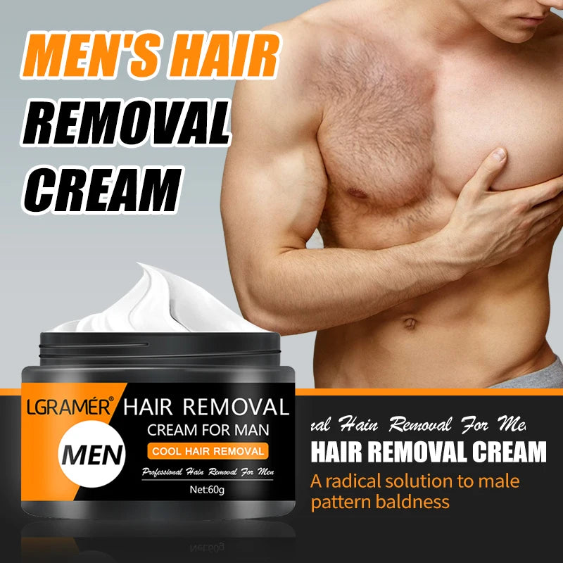LGRAMER Men's Hair Removal Cream – Body Depilatory 60g Hair Removal Cream Qst