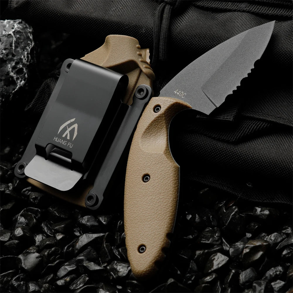 HUANGFU Straight Knife with Sheath – Outdoor Fixed Blade Fixed Blade Knife Qst