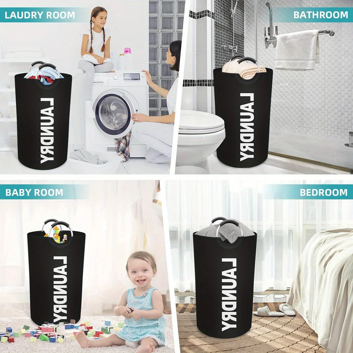 90L Oxford Cloth Laundry Basket – Collapsible Storage Bag Laundry Basket Qst