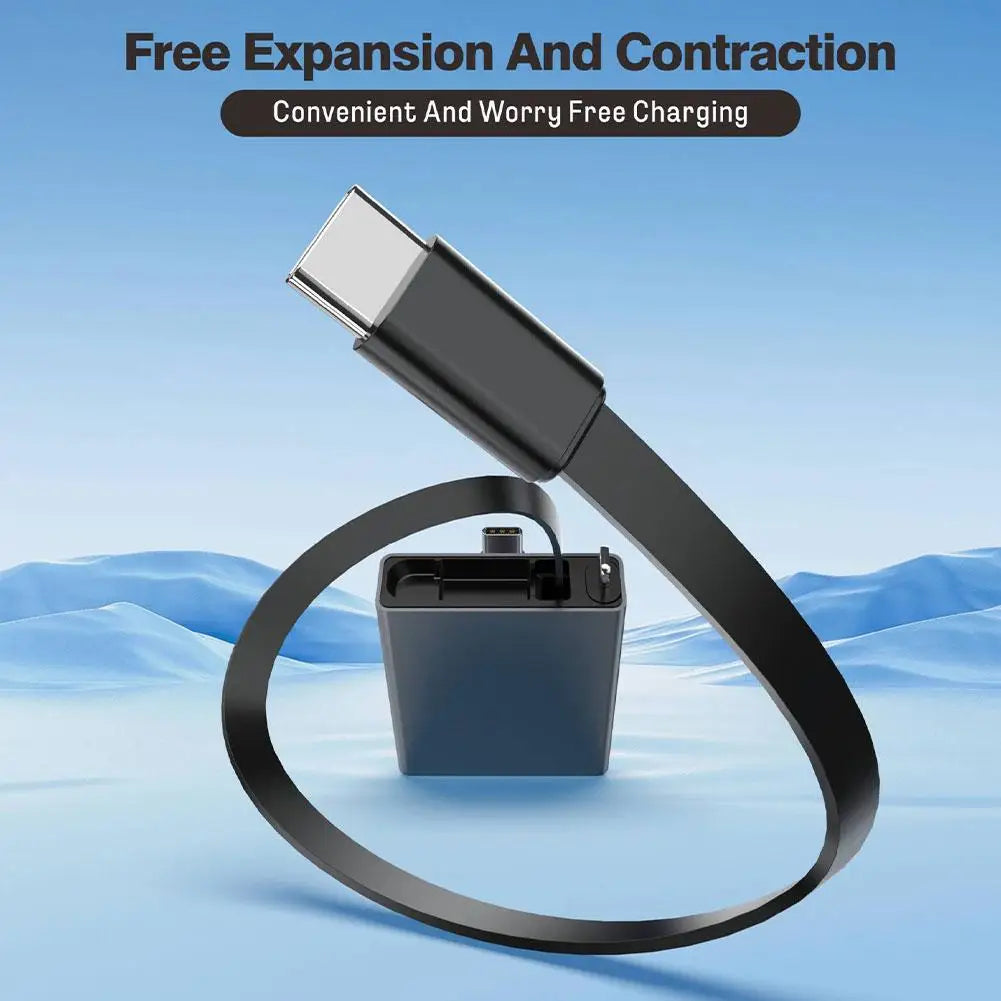 Telescopic USB-C Cable 66W PD Fast Charging – Retractable 4-in-1 USB-C Charging Cable Qme