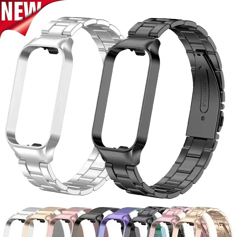 Xiaomi Mi Band 8 Active Stainless Steel Metal Strap | 14 Colors Smart Band Strap Qme