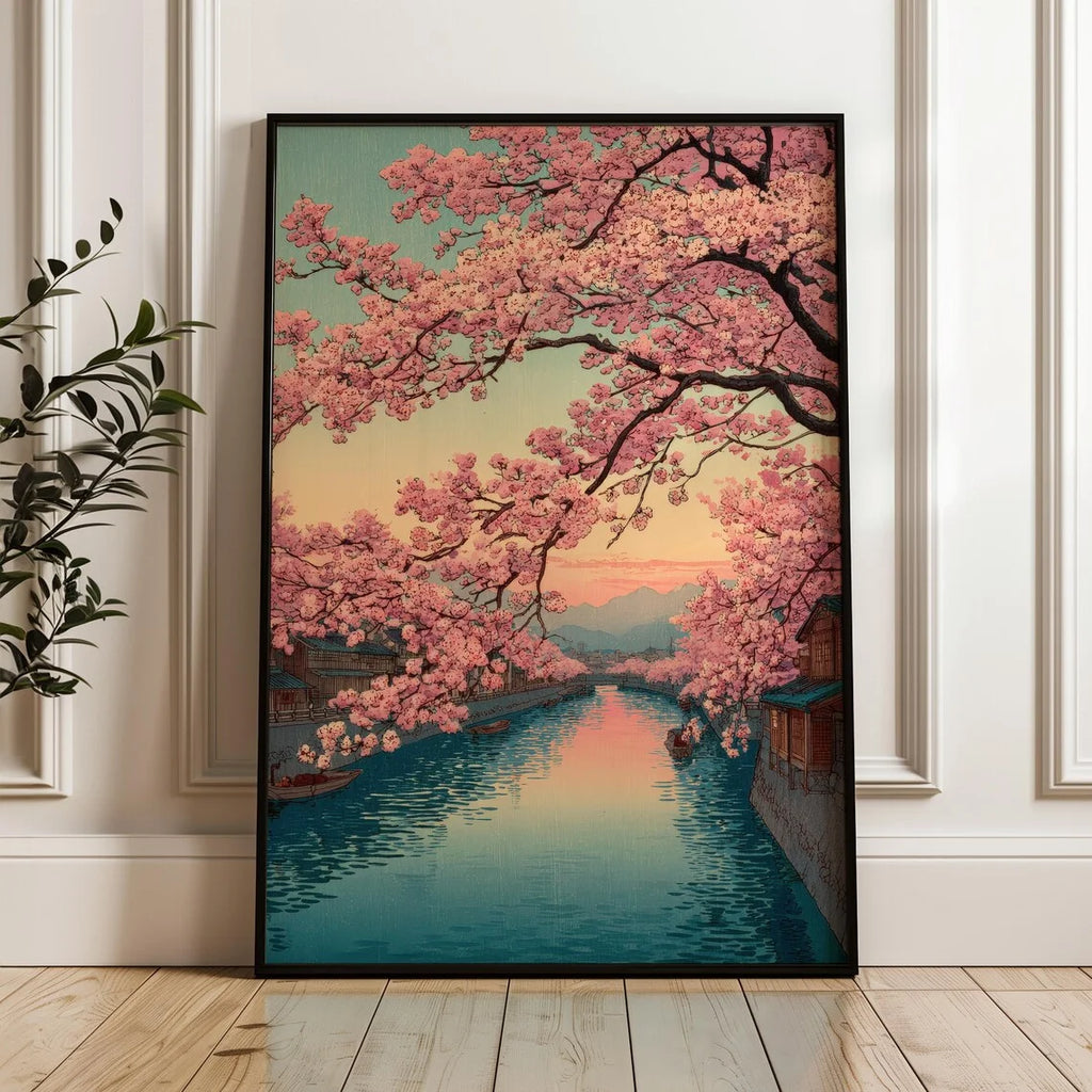 Japanese Cherry Blossom Canvas Wall Art – Ukiyo-e Print Canvas Wall Art Qst TR2631310 50x70cm Unframed