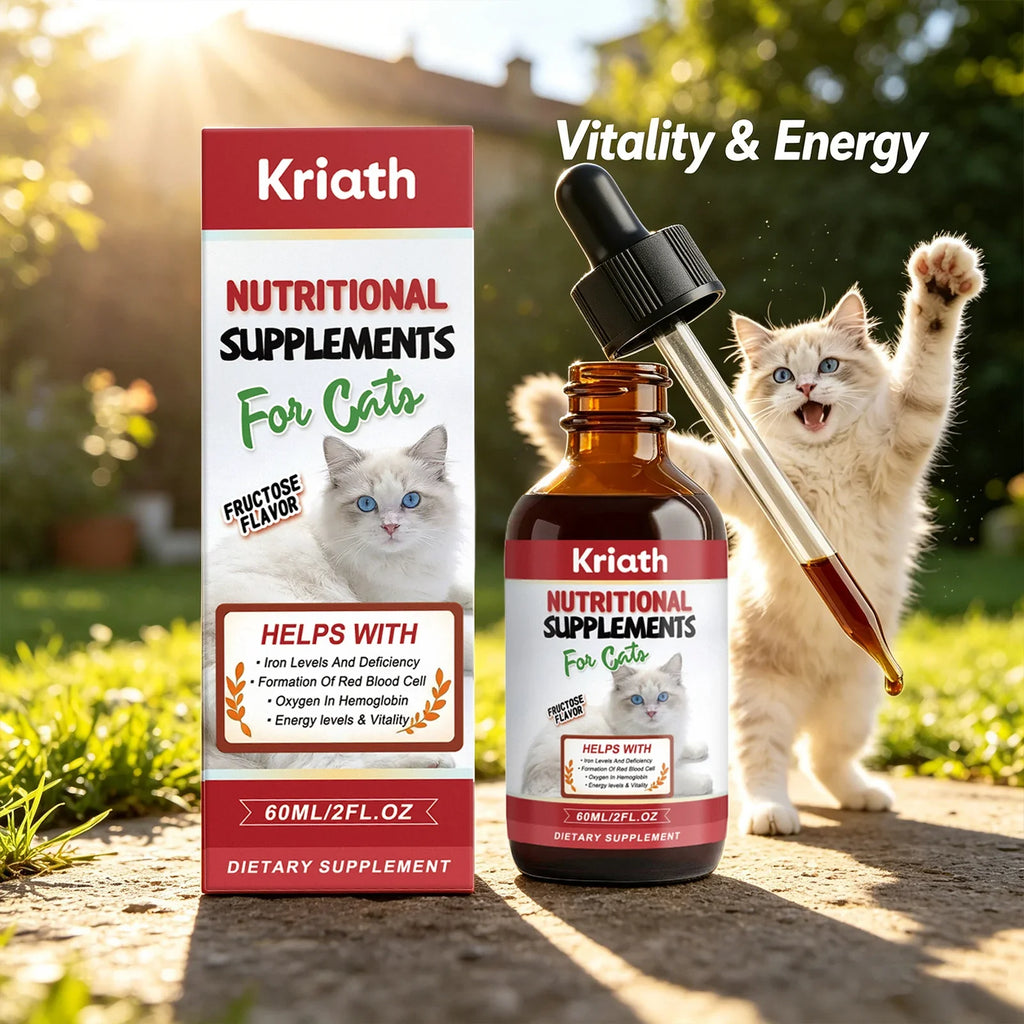 Kriath Cat Nutritional Supplement Drops – Energy & Vitality Cat Liquid Supplement Qme