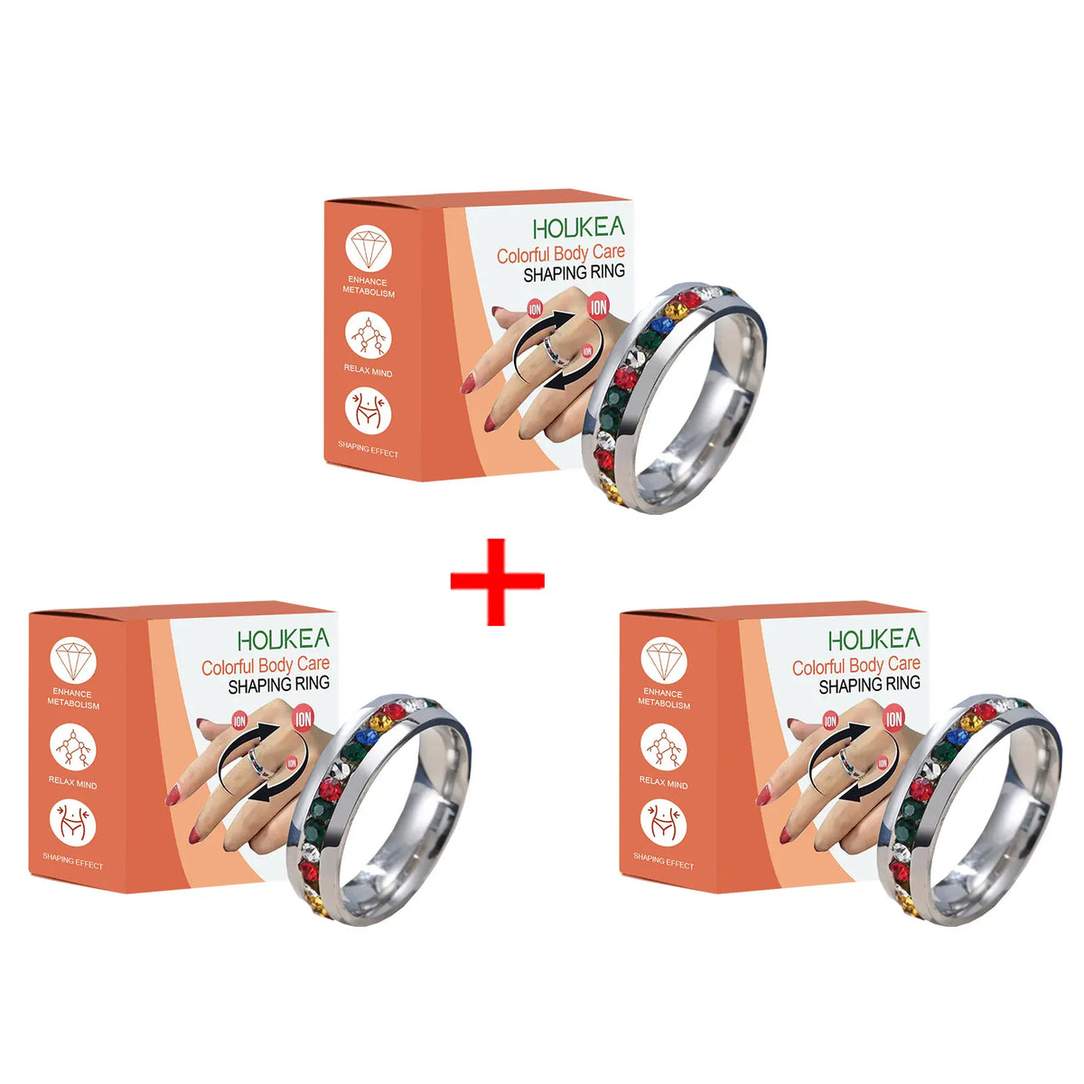 HOUKEA Stainless Steel Slimming Finger Ring – Unisex Wellness Slimming Finger Ring Qst 3pcs boxed