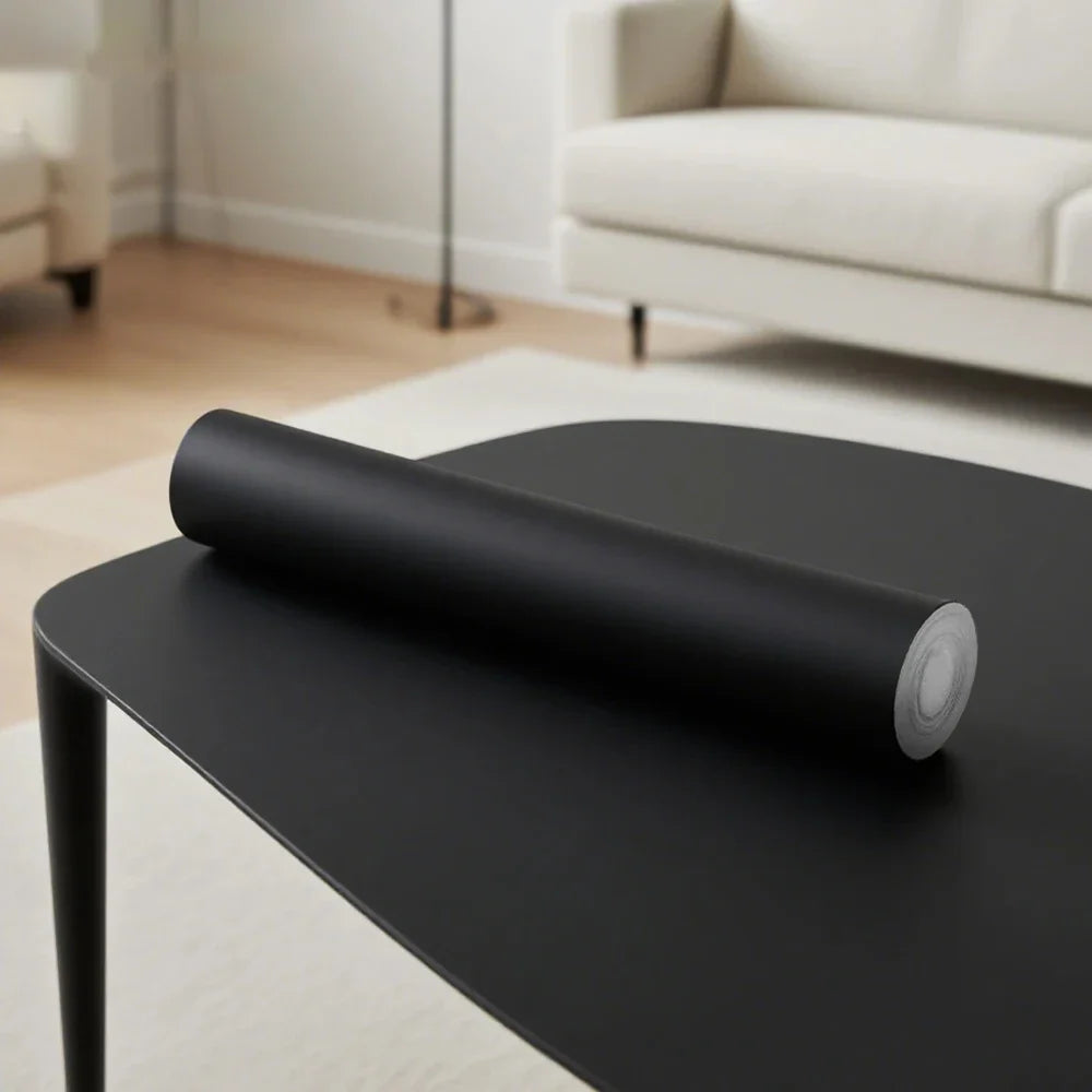 Matte Black Peel & Stick Vinyl Wallpaper – Waterproof, Dirt Resistant Self-Adhesive Wallpaper Qme