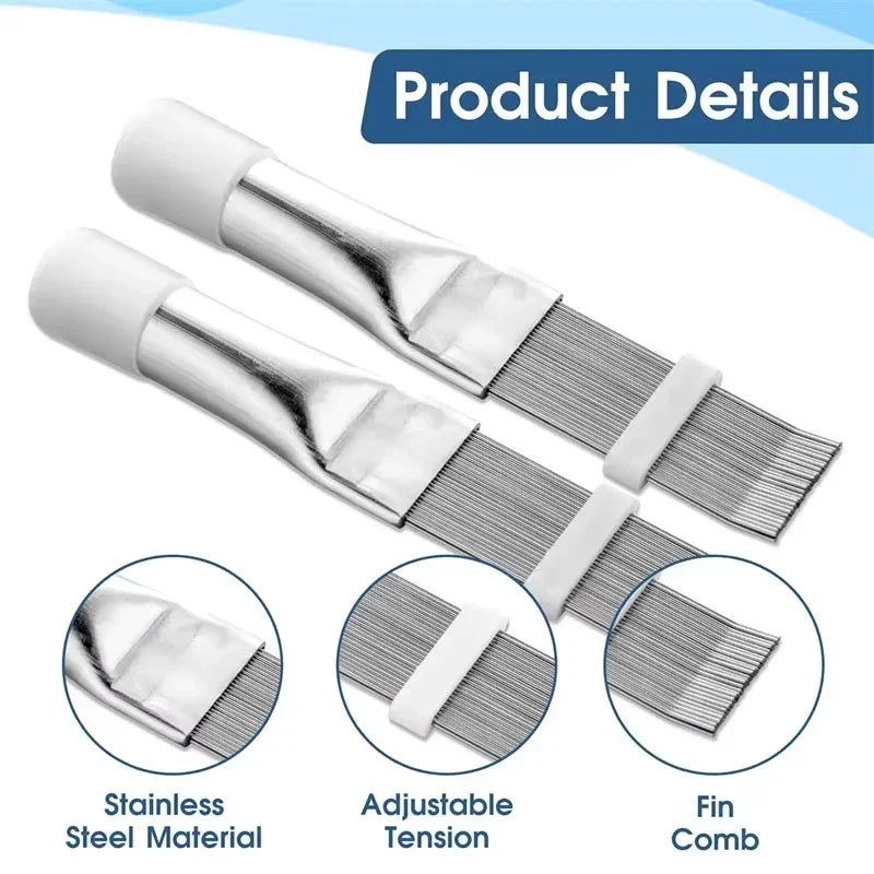 AC Fin Cleaning Comb – Stainless Steel Condenser Coil Cleaner HVAC Cleaning Tool Qme