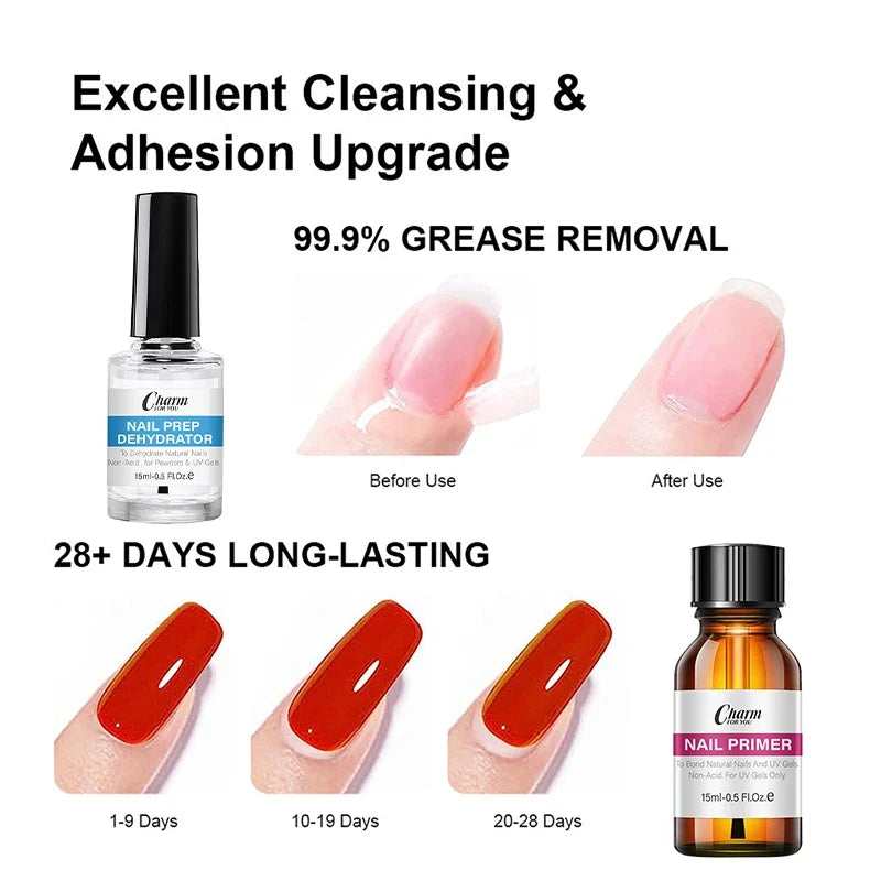 Qme Acid-Free Gel Nail Base Coat & Drying Agent Kit Gel Nail Prep Kit Qme