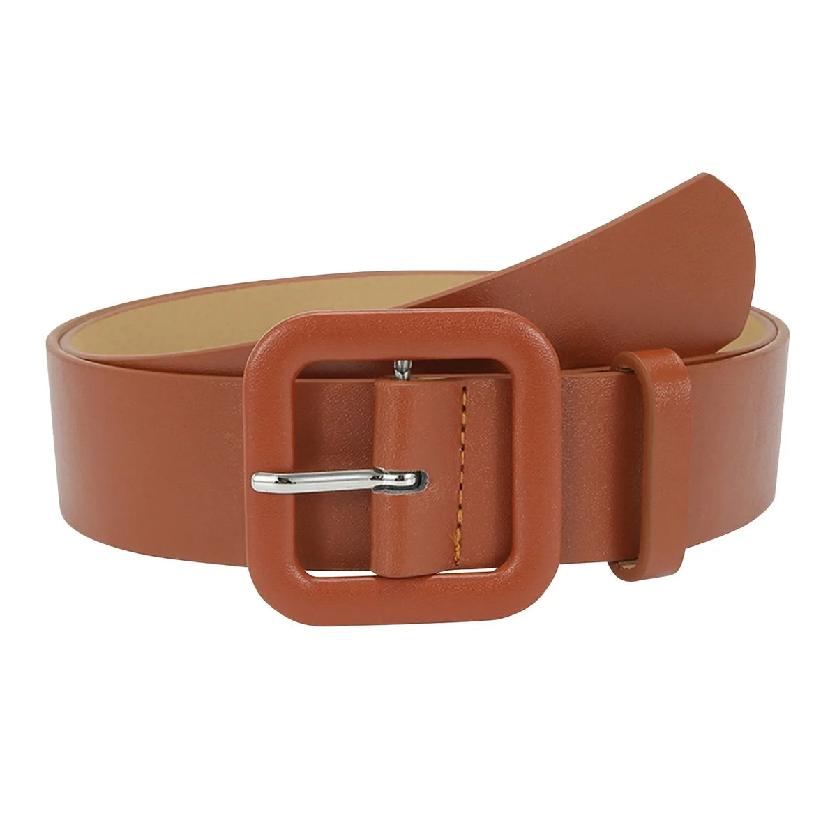 Women's Square Buckle Candy Color Decorative Belt – 11 Colors Decorative Fashion Belt Qme Camel