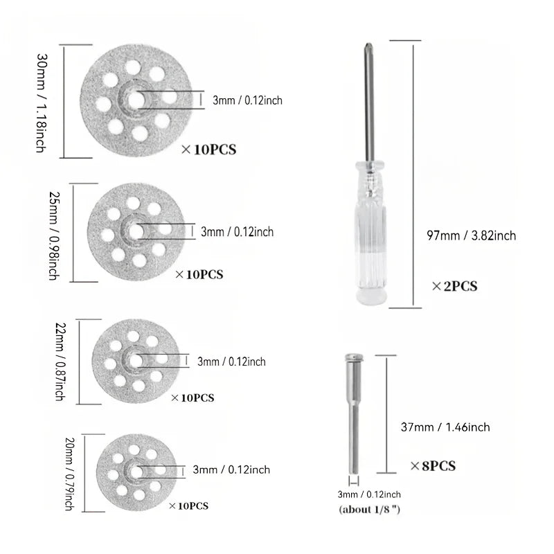 50-Piece Diamond Cutting Disc Set – Stone, Ceramic, Metal & Resin Diamond Cutting Disc Set Qme