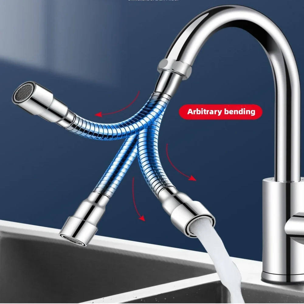 Stainless Steel Faucet Extender 360° Adjustable Hose Faucet Extender Hose Qme