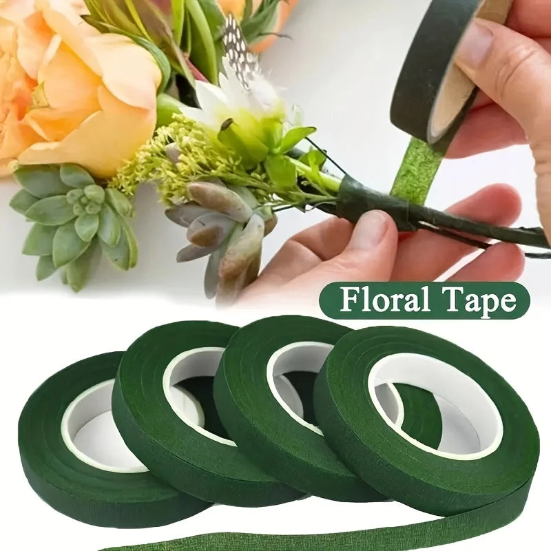 Green Self-Adhesive Floral Tape Bouquet Wrapping – 10 Rolls Floral Craft Tape Qme