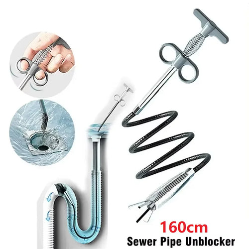 1.6M Flexible Drain Snake Auger – Pipe Unclogger Tool Drain Snake Tool Qst