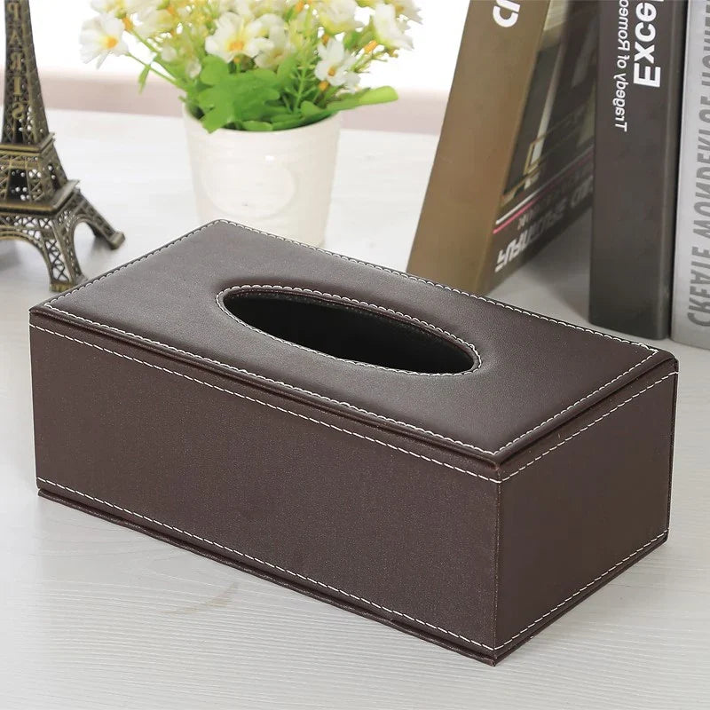 Leather Tissue Box Cover – Car & Home Paper Dispenser Tissue Box Cover Qme