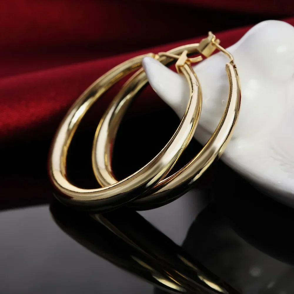 925 Sterling Silver Y2K Round Earrings | 18K Gold Plated Sterling Silver Earrings Qme