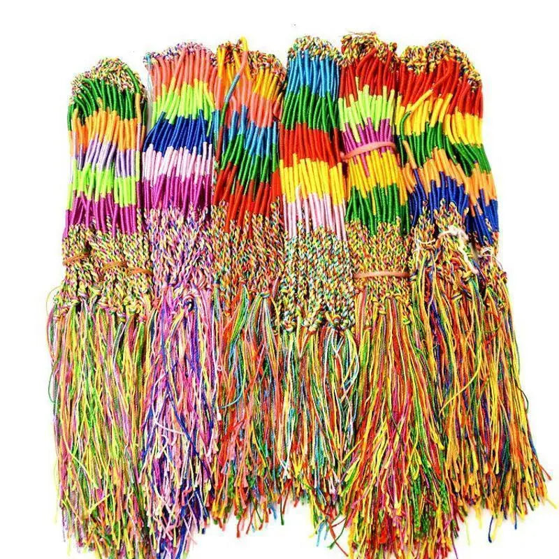 Rainbow Braided Rope Tassel Bracelet Set – Women & Men Braided Rope Bracelet Qme
