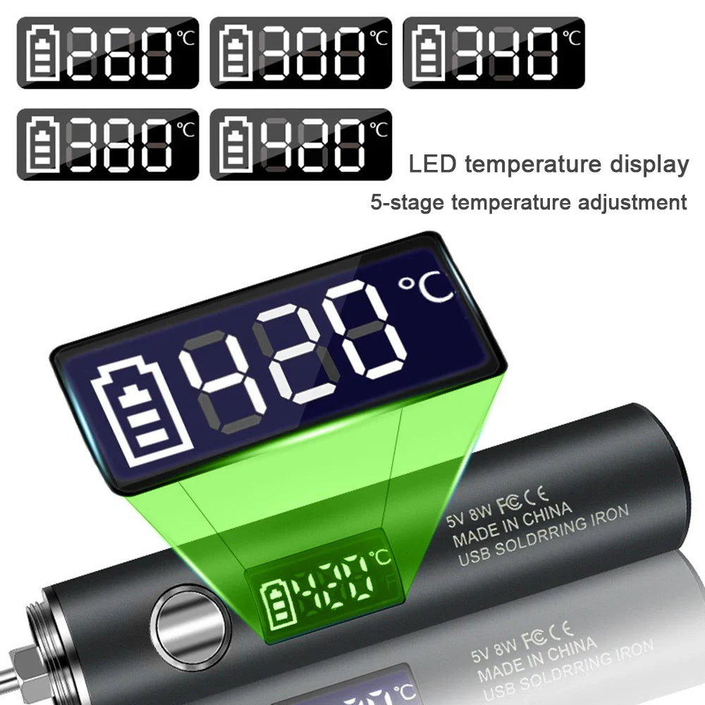 USB Soldering Iron 5V 8W Portable Lithium Battery Tool Portable Soldering Iron Qme