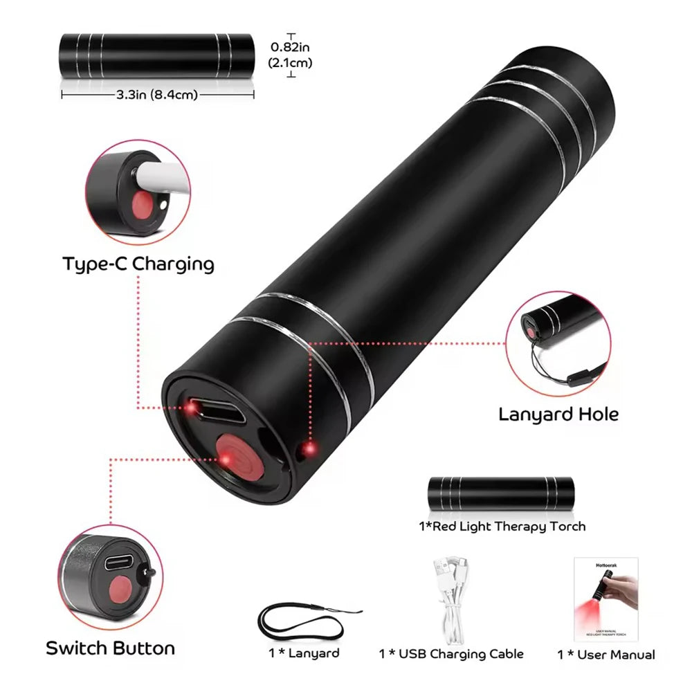 Red Light Therapy Wand 660nm 850nm – Portable LED Pen Device Red Light Therapy Wand Qst