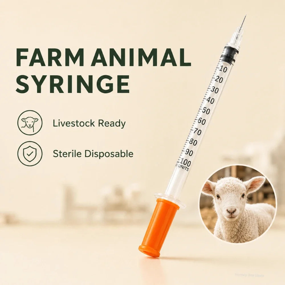 Disposable Sterile Veterinary Syringe 0.5–1ml Orange Cap Veterinary Syringe Qme