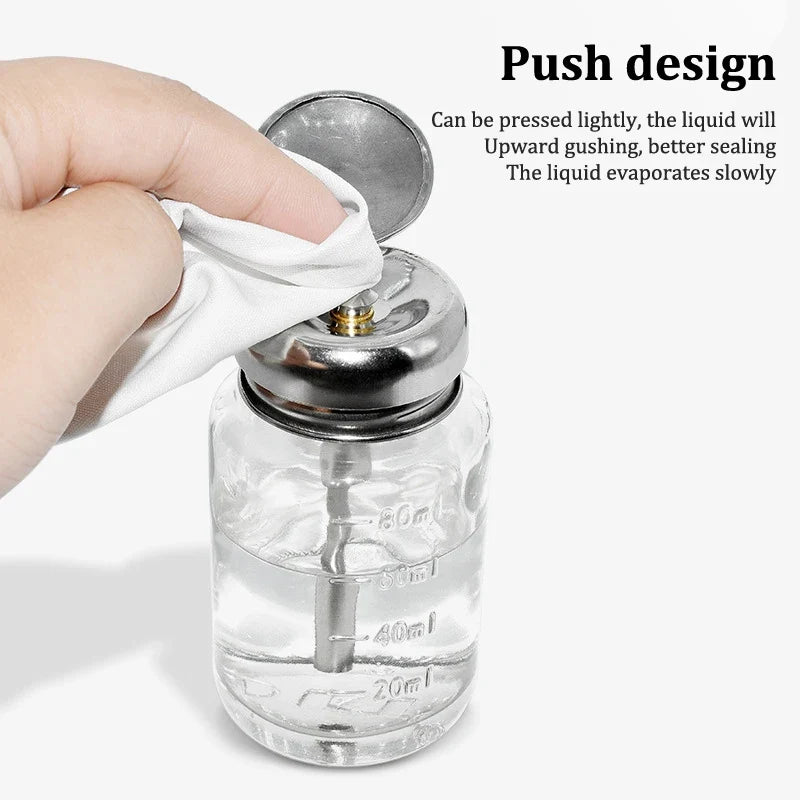 100ml Glass Airless Pump Bottle – Refillable Nail Polish Remover Refillable Pump Bottle Qme
